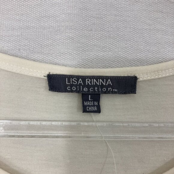 New Lisa Rinna Brown Color Block Stretch Knit Comfy 3/4 Sleeve Tunic Large Artsy - Picture 3 of 10